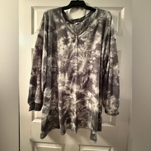 True Craft Women’s Plus Size 3X Tie Dye Waffle Knit Tunic Dress Top
